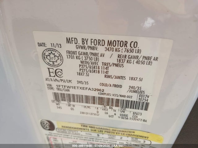 Ford F-150 Xlt 2014 1FTFW1ETXEFA32962 Image 9