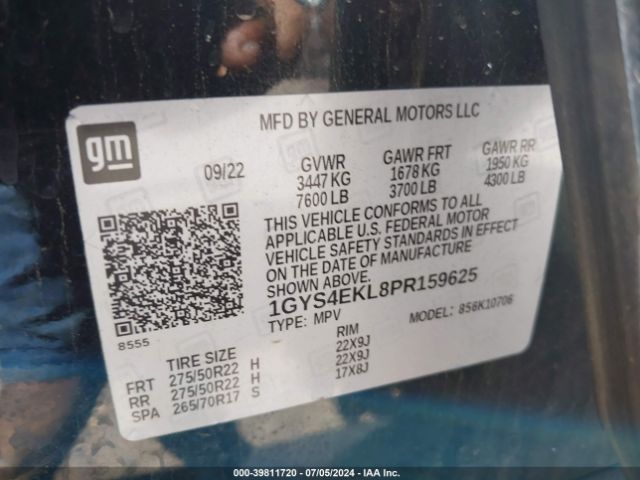 1GYS4EKL8PR159625 Cadillac Escalade 4wd Sport