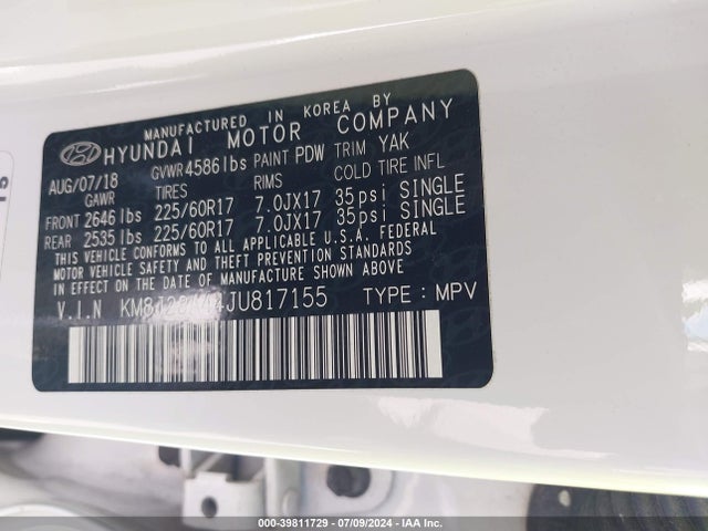 Hyundai TUCSON SE 2018 KM8J23A44JU817155 Image 9