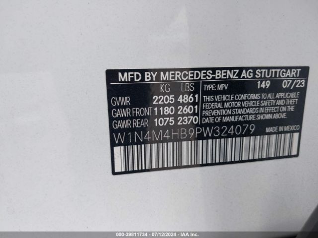 W1N4M4HB9PW324079 Mercedes-Benz Glb 250 4matic