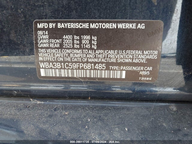 BMW 320i 2015 WBA3B1C59FP681485 Image 9