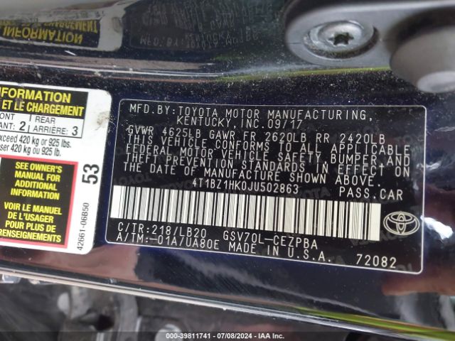 4T1BZ1HK0JU502863 Toyota Camry Xse V6