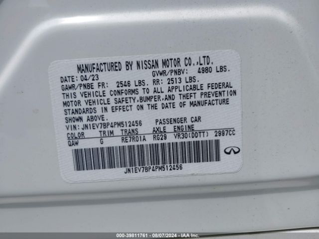 JN1EV7BP4PM512456 Infiniti Q50 LUXE
