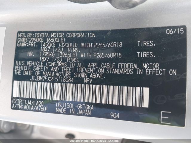 JTJBM7FX2F5118084 Lexus 460