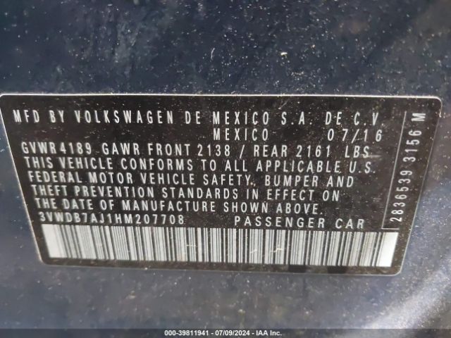 3VWDB7AJ1HM207708 Volkswagen Jetta 1.4t Se