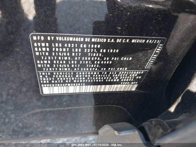3VVCX7B24PM362812 Volkswagen Taos 1.5t S