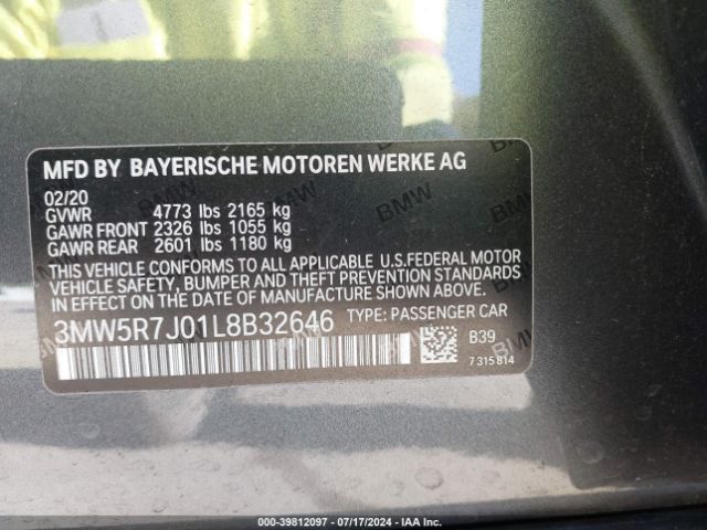 3MW5R7J01L8B32646 BMW 3 Series 330i Xdrive