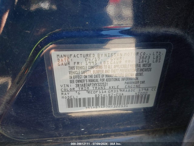 Nissan SENTRA S 2017 3N1AB7AP7HY322531 Image 9