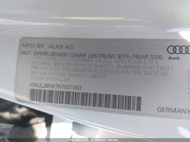 WAUCJBFW7N7001563 Audi E-tron Gt Premium Plus Quattro