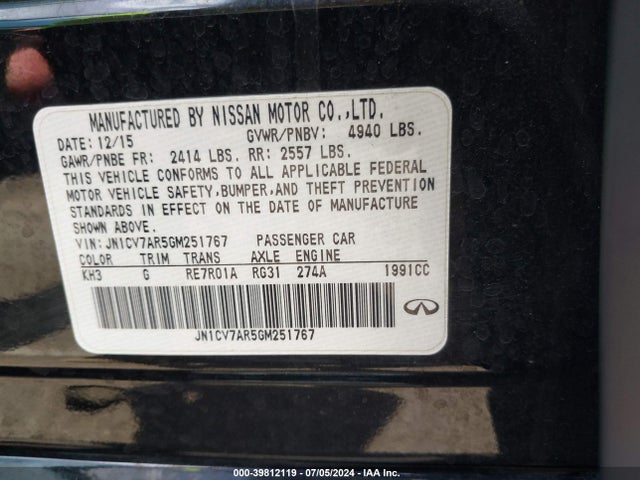 JN1CV7AR5GM251767 Infiniti Q50 2.0t Base