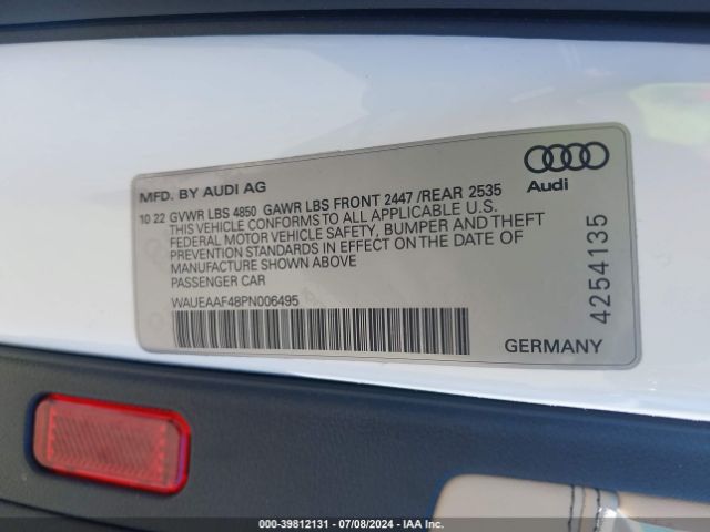 WAUEAAF48PN006495 Audi A4 Premium Plus 45 Tfsi S Line Quattro S Tronic