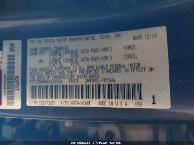 5TFCZ5AN8KX178324 Toyota Tacoma Trd Sport