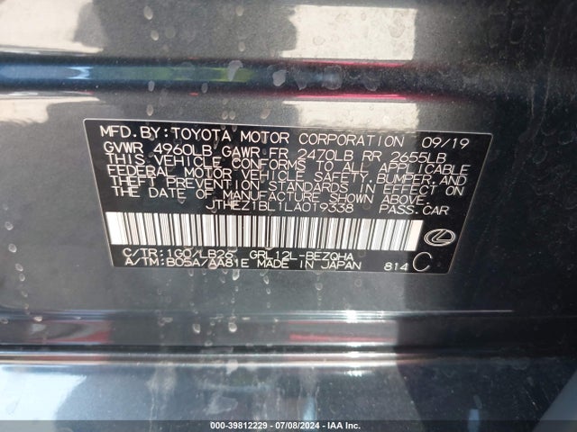 JTHEZ1BL1LA019338 Lexus Gs 350 F Sport