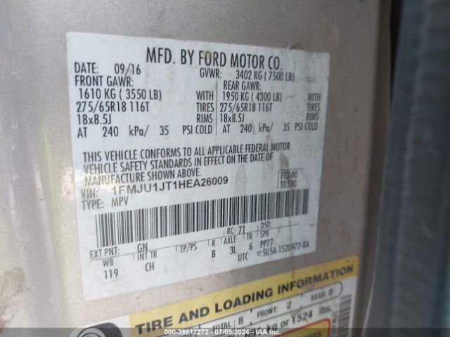 1FMJU1JT1HEA26009 Ford Expedition Xlt