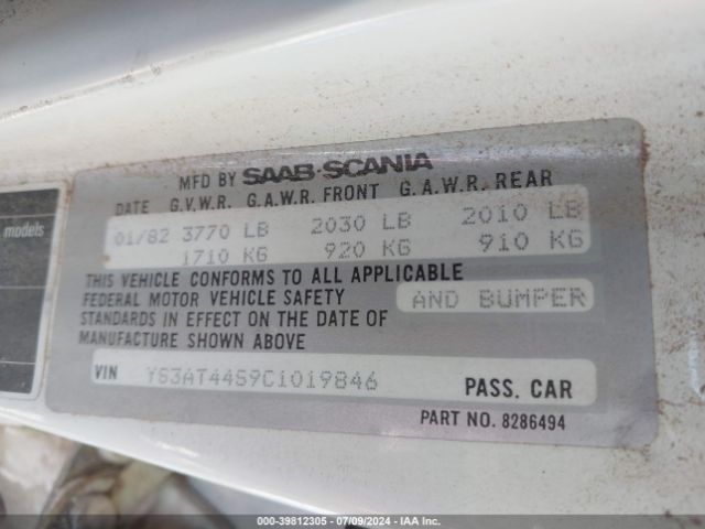 1982 SAAB 900 YS3AT44S9C1019846 Photo 8