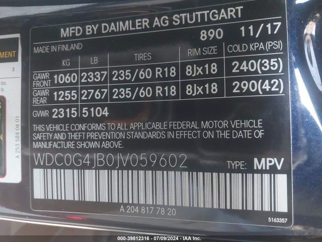 WDC0G4JB0JV059602 Mercedes-Benz GLC 300