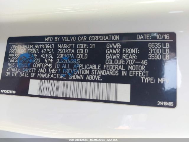 2017 VOLVO XC90 HYBRID YV4BC0PL9H1140843 Photo 8