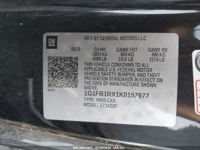 1G1FB1RX1K0157977 Chevrolet Camaro 1ls