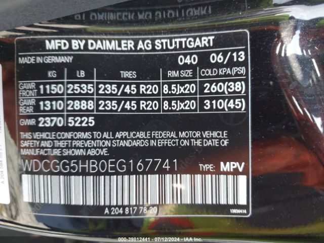 WDCGG5HB0EG167741 Mercedes-Benz GLK 350