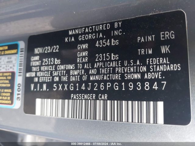 5XXG14J26PG193847 KIA K5 LXS