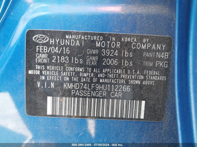 Hyundai ELANTRA SE 2017 KMHD74LF9HU112266 Image 9