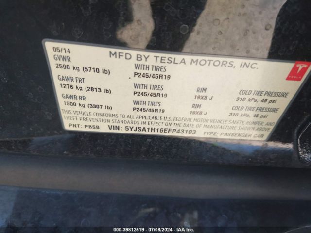 5YJSA1H16EFP43103 Tesla Model S P85