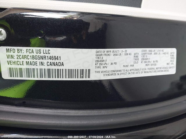 Chrysler Pacifica Touring L 2022 2C4RC1BG5NR146941 Image 9