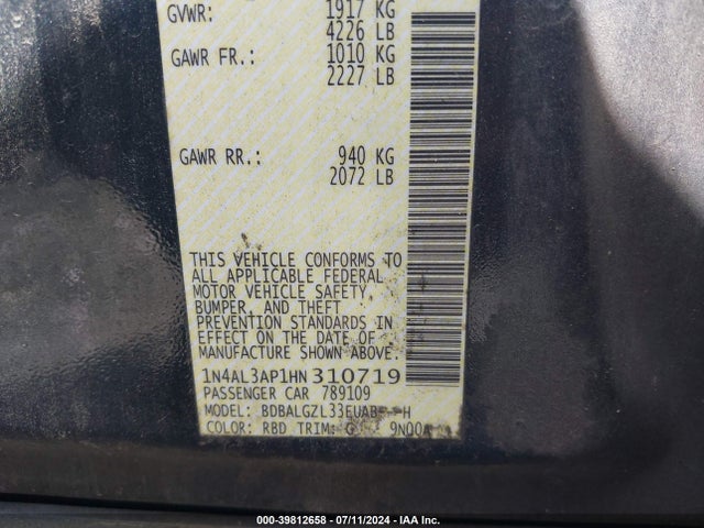 Nissan Altima 2.5 S 2017 1N4AL3AP1HN310719 Image 9