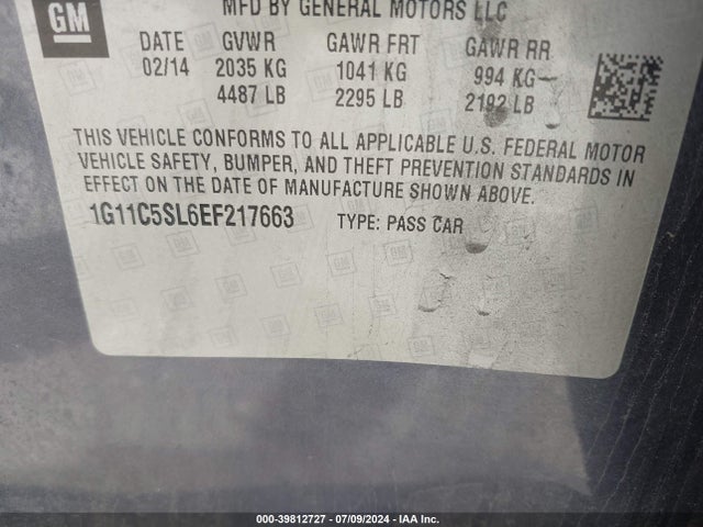 Chevrolet MALIBU 1LT 2014 1G11C5SL6EF217663 Image 9