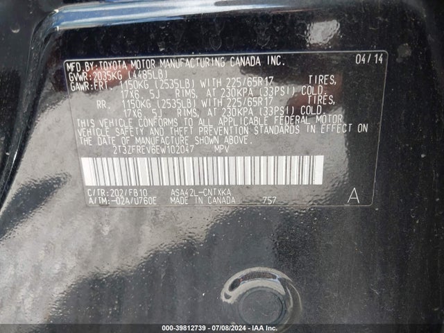 Toyota RAV4 LE 2014 2T3ZFREV6EW102047 Image 9