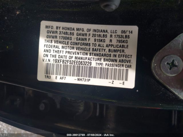 19XFB2F52EE063229 Honda Civic Lx