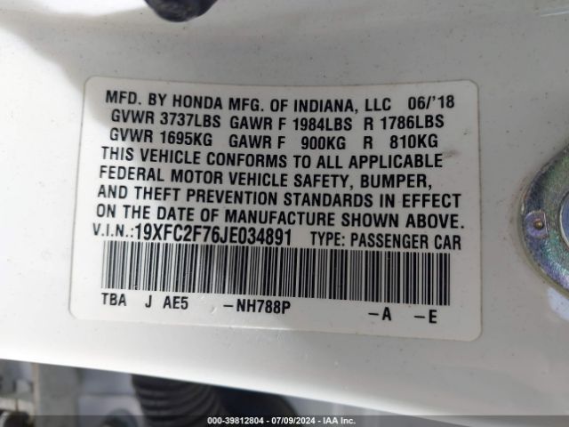 19XFC2F76JE034891 Honda CIVIC EX