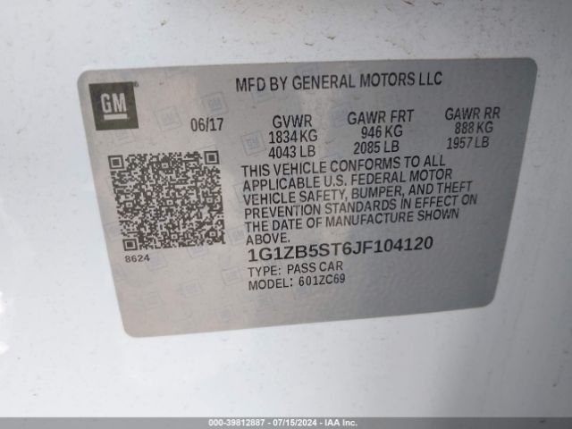 1G1ZB5ST6JF104120 Chevrolet Malibu 1ls