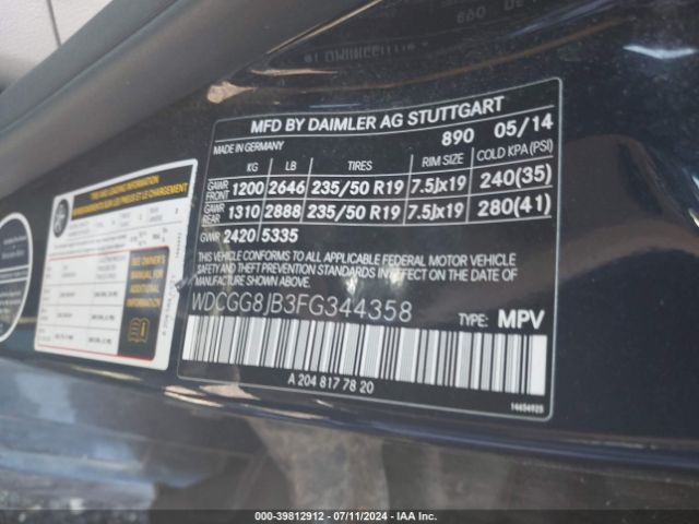 WDCGG8JB3FG344358 Mercedes-Benz Glk 350 4matic