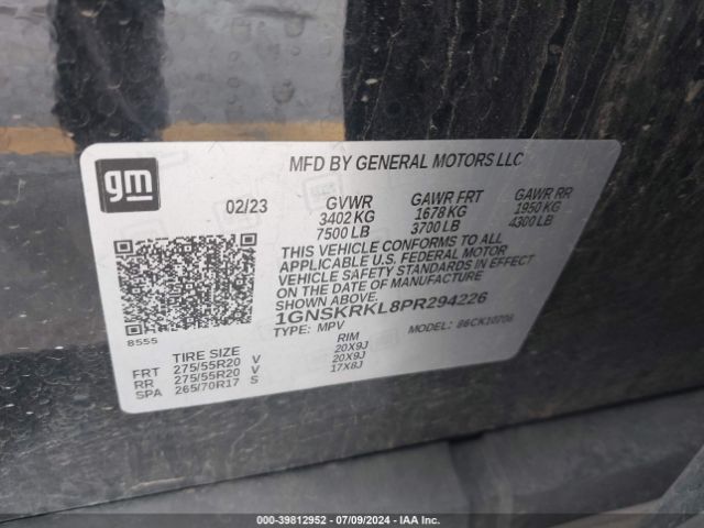 1GNSKRKL8PR294226 Chevrolet Tahoe 4wd Rst