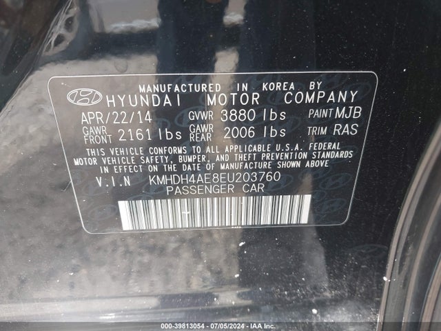 Hyundai ELANTRA SE 2014 KMHDH4AE8EU203760 Image 9