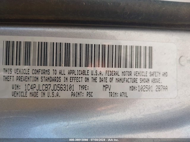 1C4PJLCB7JD563101 Jeep Cherokee Latitude Fwd