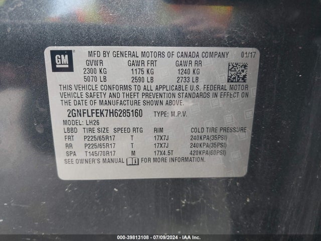 Chevrolet EQUINOX LT 2017 2GNFLFEK7H6285160 Image 9