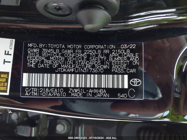Toyota PRIUS XLE 2022 JTDKAMFU1N3173670 Image 9