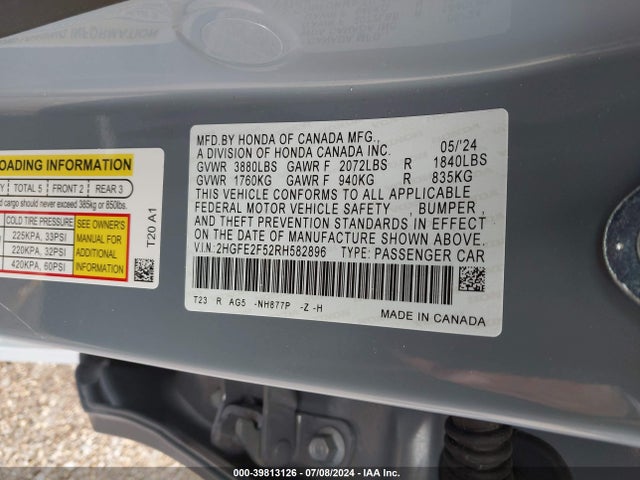 Honda Civic Sport 2024 2HGFE2F52RH582896 Image 17