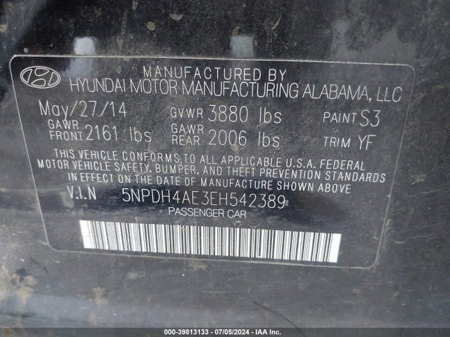 Hyundai ELANTRA SE 2014 5NPDH4AE3EH542389 Image 9