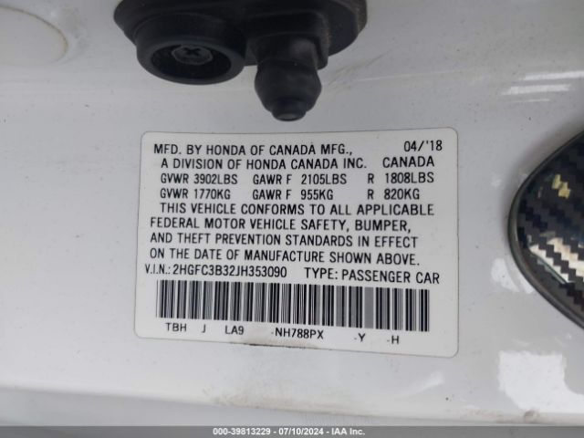 2HGFC3B32JH353090 Honda Civic Ex-t