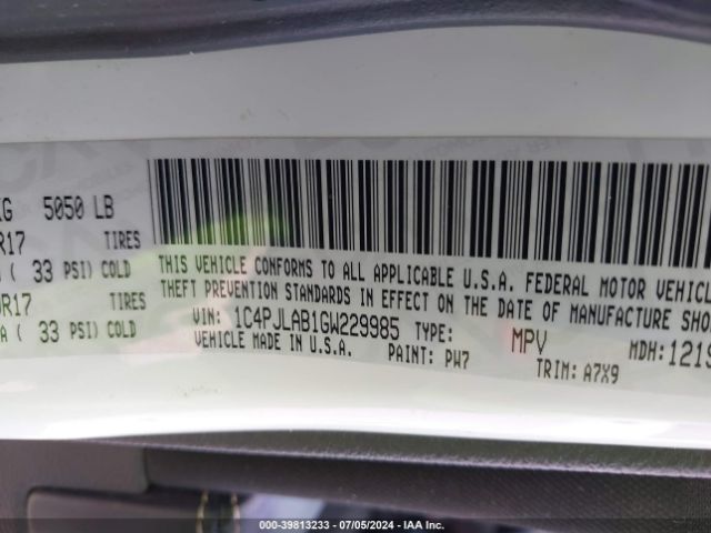 1C4PJLAB1GW229985 Jeep Cherokee Sport