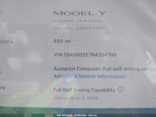 7SAYGDEE7RA294795 Tesla Model Y Long Range Dual Motor All-wheel Drive