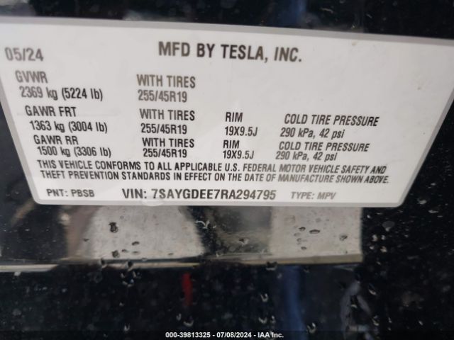 7SAYGDEE7RA294795 Tesla Model Y Long Range Dual Motor All-wheel Drive