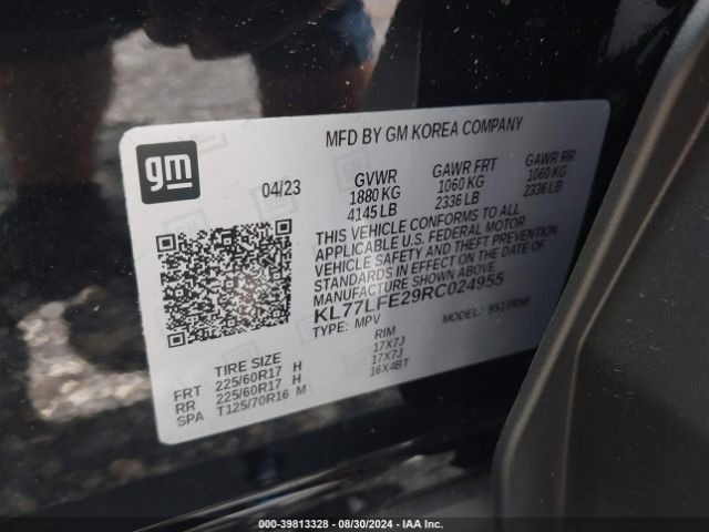 KL77LFE29RC024955 Chevrolet Trax Fwd Sp