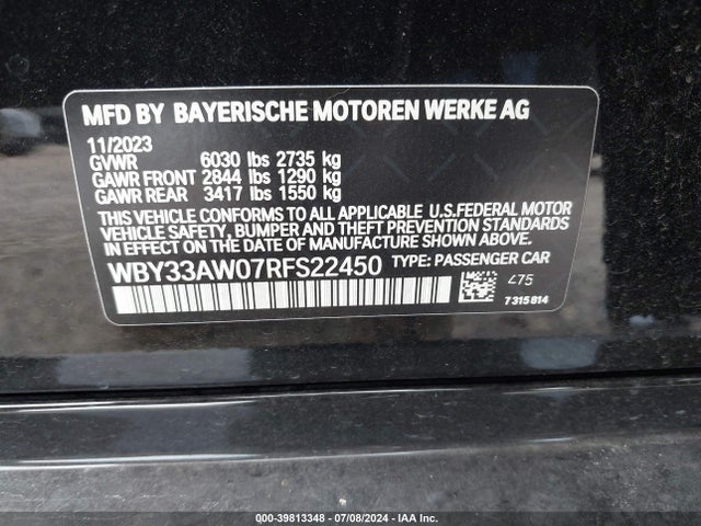 WBY33AW07RFS22450 BMW I4 M50