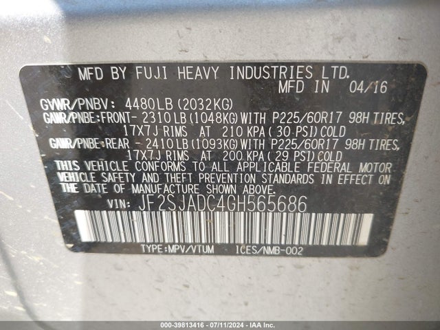 Subaru Forester 2.5i Premium 2016 JF2SJADC4GH565686 Image 9