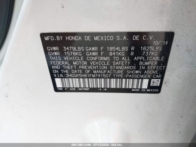 3HGGK5H81FM741507 Honda Fit Ex/ex-l