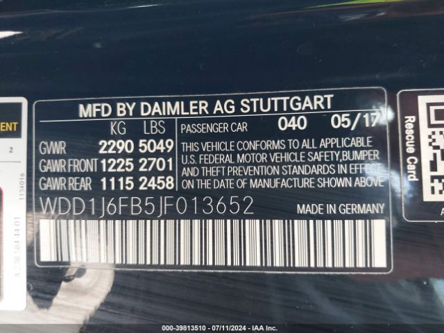 WDD1J6FB5JF013652 Mercedes-Benz E 400